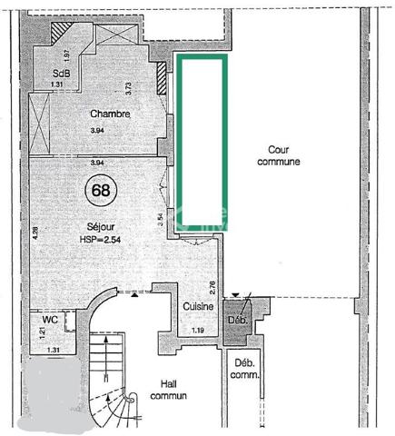 PARIS 18e – 2 PIÈCES 33,51 M² – REZ-DE-CHAUSSÉE SUR COUR – EXTÉRIEUR D’ENVIRON 10 M² – POTENTIEL PROFESSION LIBÉRALE