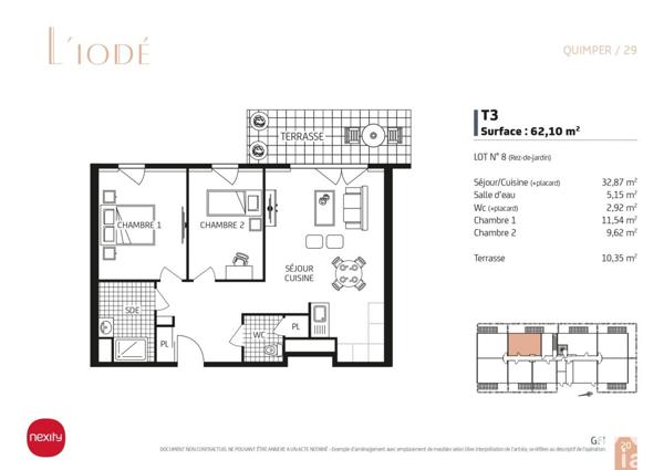 Appartement à vendre 3 pièces 63 m² Quimper