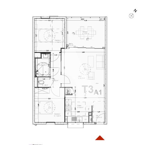 Appartement 3 pièces 66.58 m2