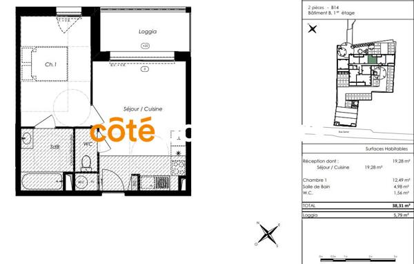 Vente Appartement38,31 m² - 2 Pièces - CHALLANS (85300)