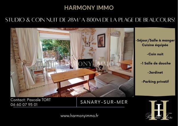 En exclusivité- Charmant studio- coin nuit en rez-de-jardin à Sanary-sur-mer 83 110 (Var)