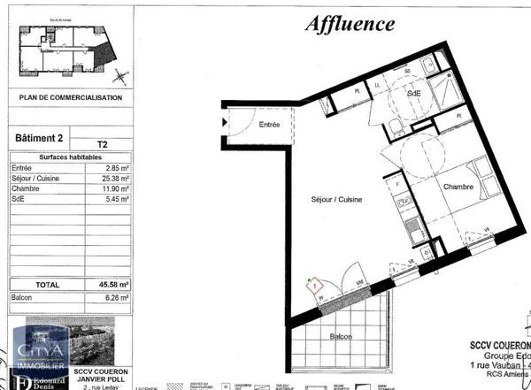 Appartement à louer 2 pièces 45.58m² Couëron (44220)