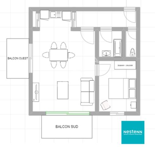 Appartement 2 pièces + Garage en supp.- Proche front de mer -Double EXPOSITION SUD-OUEST - DEUX GRANDS BALCONS - Très lumineux