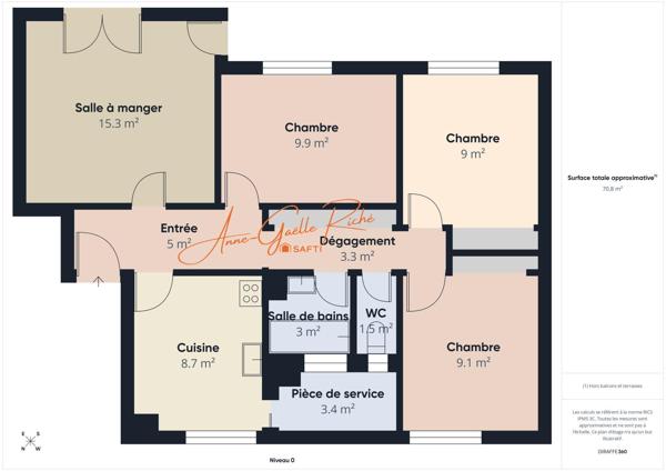 Appartement T4 Lumineux de 70m² , Balcon & Cave