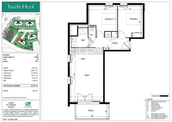 ARZON Appartement 3 pièces 61 m²