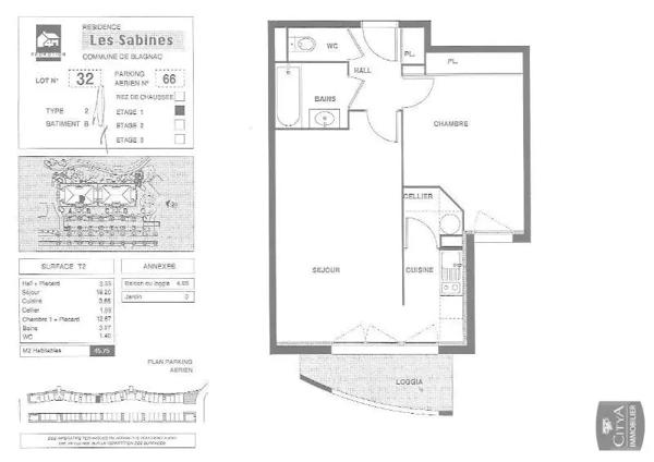 Appartement à louer 2 pièces 45.42m² Blagnac (31700)
