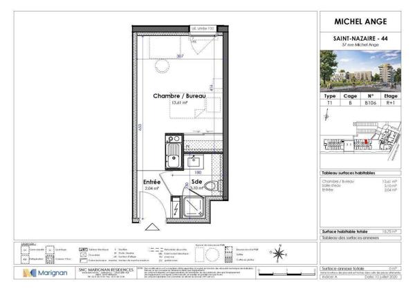 Appartement 1 pièce                                        - 44600 Saint-Nazaire Réf : 3532