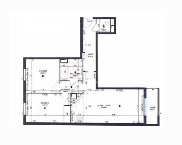 PUTEAUX/ Cours Voltaire - Appartement 3 pièces 72m² - 1 Balcon - 1 Parking - 1 Cave