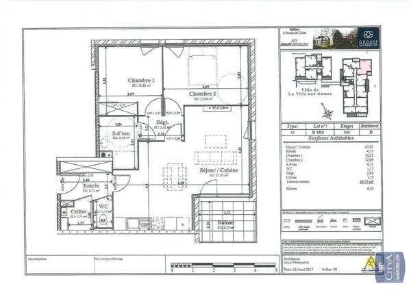 Appartement à louer 3 pièces 63.73m² La Ville-aux-Dames (37700)