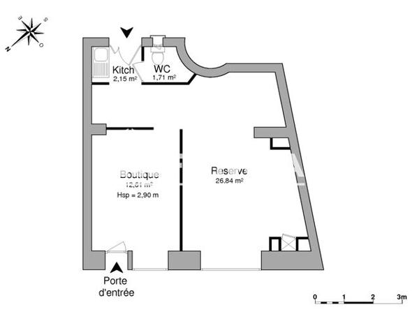 Location Local commercial 2 pièces 43.3 m² - 301 RUE LECOURBE Paris 75015