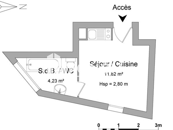 Location Studio meublé 16.05 m² - 26 RUE DE GLASGOW Brest 29200