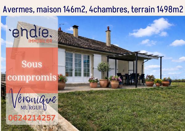 Maison rénovée 146 m², 4 ch, terrain 1500 m², DPE C, Avermes, endie immobilier, veronique murgue