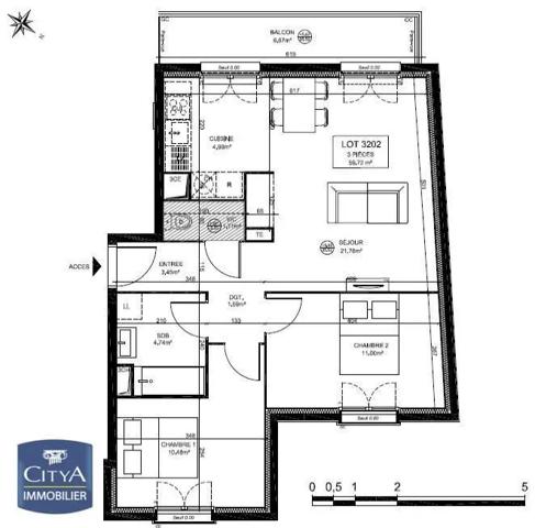 Appartement à louer 3 pièces 59.72m² Creil (60100)