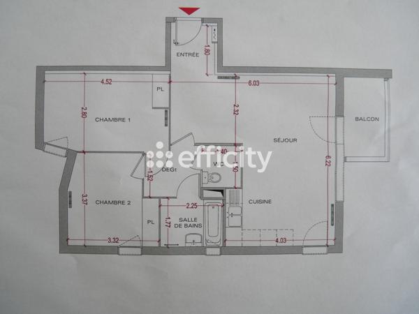 Appartement 3 pièces - 64 m² Exclusivité efficity