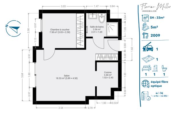 Appartement à vendre 2 pièces 33 m² Montbéliard