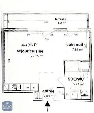 Appartement à vendre 1 pièce 37.68m²