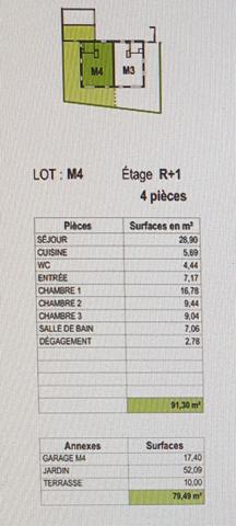 Maison jumelée 91 m² + jardin + terasse+ garage  à vendre 4 pièces HOLTZHEIM (67)