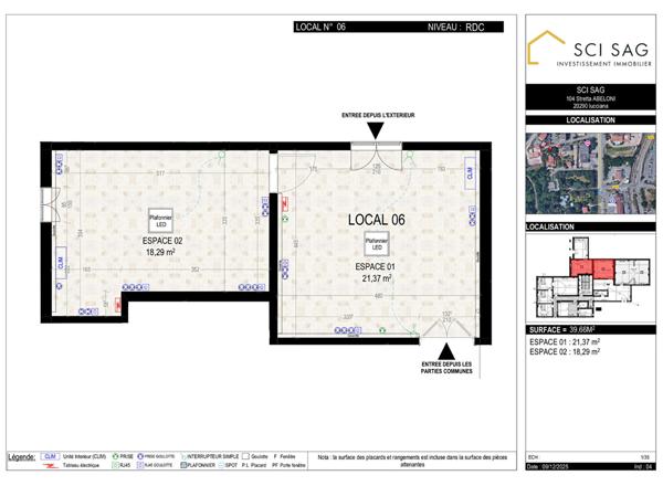 Bureaux  en location  à Lucciana 1 pièce(s)