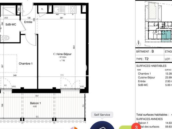 Location Appartement 2 pièces 45.2 m² - 44 RUE DE LA PARMENTIERE - 123 RUE SAINT FRANCOIS La Riche 37520