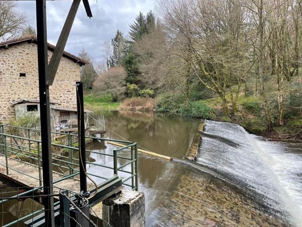 Proche de Rochechouart , authentique moulin avec rivière et chute d'eau -cadre naturel exceptionnel-