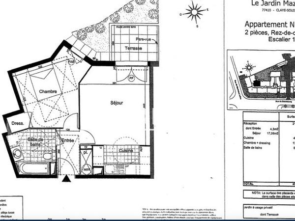 Location Appartement 2 pièces 45.89 m² - 1 RUE BEAUBOURG Claye Souilly 77410
