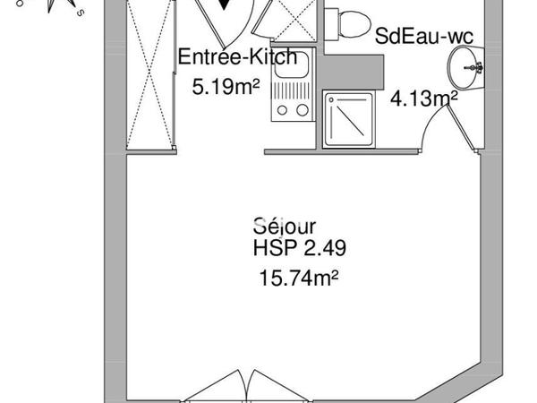 Location Studio 25.06 m² - SQUARE SAINT CHARLES Orleans 45100