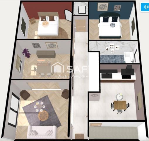 Maison sur sous-sol, 2 chambres, 1 bureau, jardin