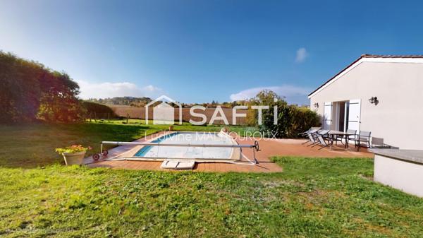 Maison de plein pied, avec piscine, 3 chambres, grand terrain & vue dégagée – Au calme, proche commodités