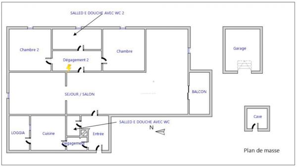 Hyères  Grand appartement traversant avec terrasses et garage
