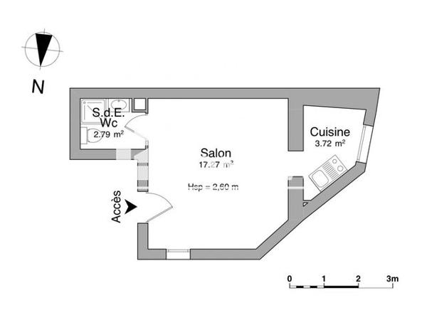 Location Studio meublé 23.78 m² - 14 RUE LANGLOIS Niort 79000
