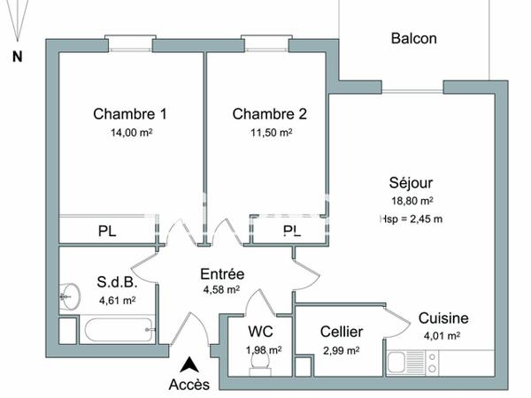 Location Appartement 3 pièces 63.7 m² - 1 RUE PERES Pessac 33600