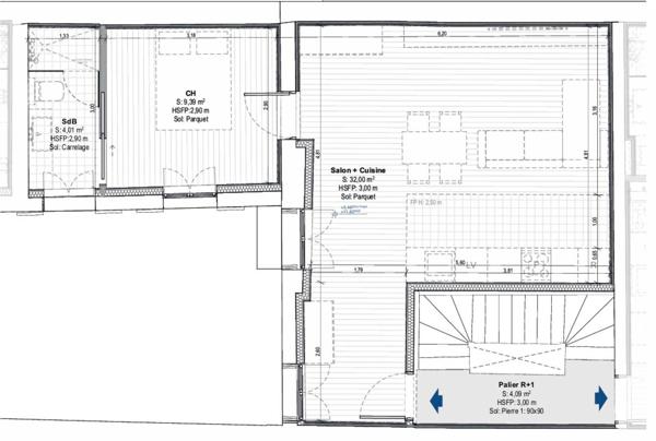 Appartement Type 2 au 1er étage sur cour