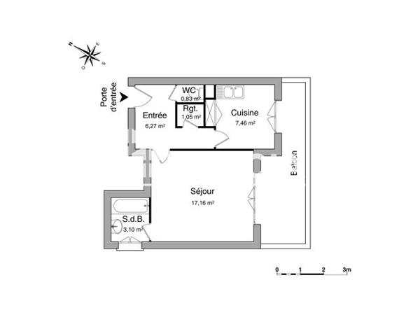 Location Studio 35.87 m² - 147 AVENUE PAUL BRINGUIER Montpellier 34000