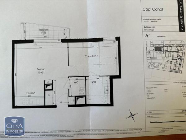 Location appartement Chenôve (21300) 2 pièces 39.98m²