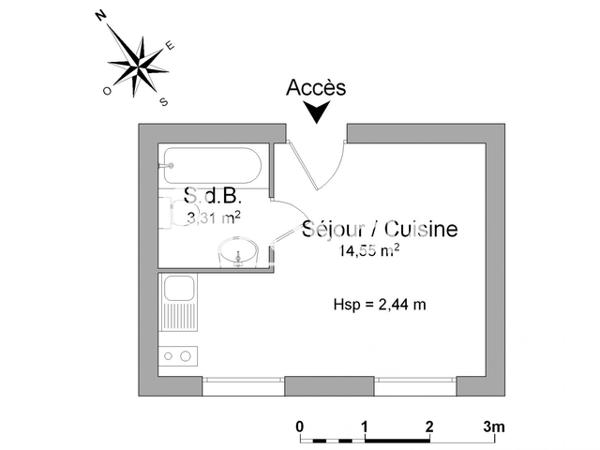Location Studio 17.86 m² - 23-25 RUE GOETHE Strasbourg 67000