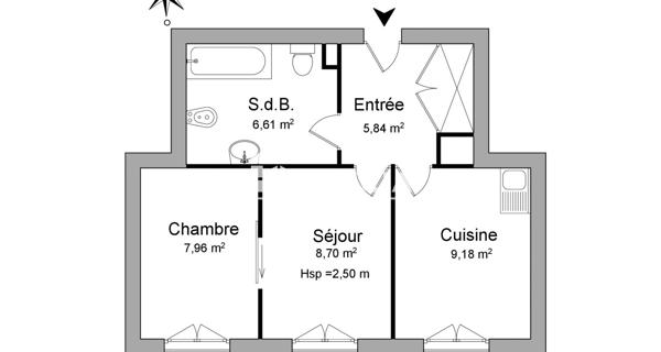 Location Studio 38.29 m² - Roussillon 38150