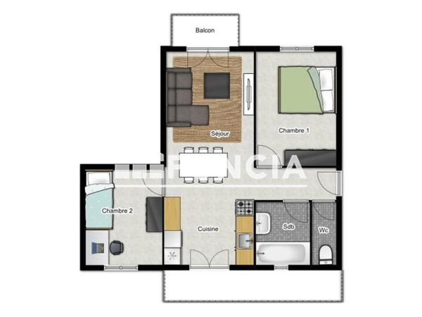 Location Appartement 3 pièces 50.99 m² - 12 RUE TOULOUSE LAUTREC Saint Martin D'heres 38400