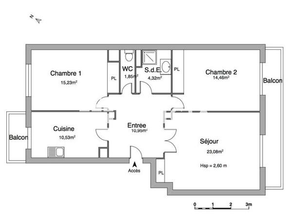 Location Appartement 3 pièces 80.42 m² - 20 CHEMIN DES MARRONNIERS Grenoble 38100