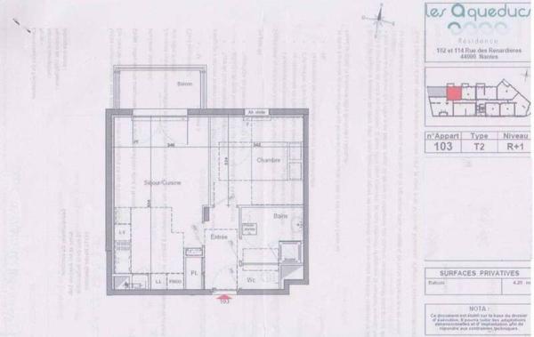 Appartement 2 pièces                                        - 44100 Nantes - Zola Réf : 11108