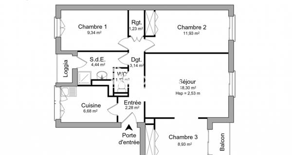 Location Appartement 3 pièces 58.82 m² - Mérignac 33700