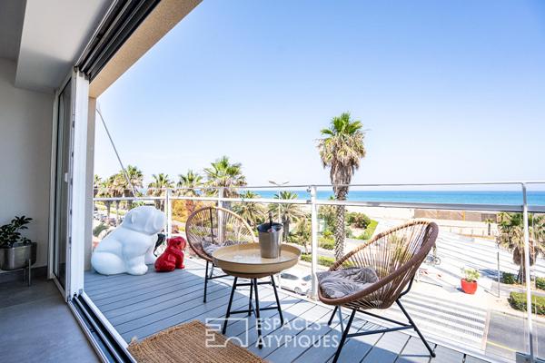 Vue mer et son toit terrasse sur la côte Vermeille