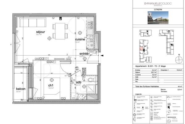 Location appartement 2 pièces 44 m² Paris 8