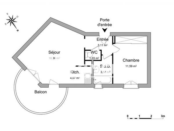 Location Appartement 2 pièces 41.7 m² - 8 RUE DU PETIT JEAN Gieres 38610