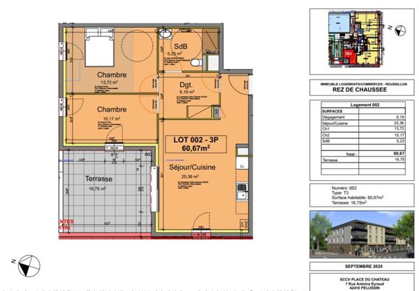 appartement à vendre 3 pièces ROUSSILLON (38)