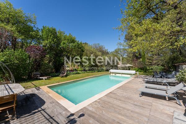 Maison Bouc Bel Air 7 pièces 202.45 m2, bastide provençale, 5 chambres, double séjour, cuisine indépendante, piscine, terrain de 2000m², calme, proche IBS