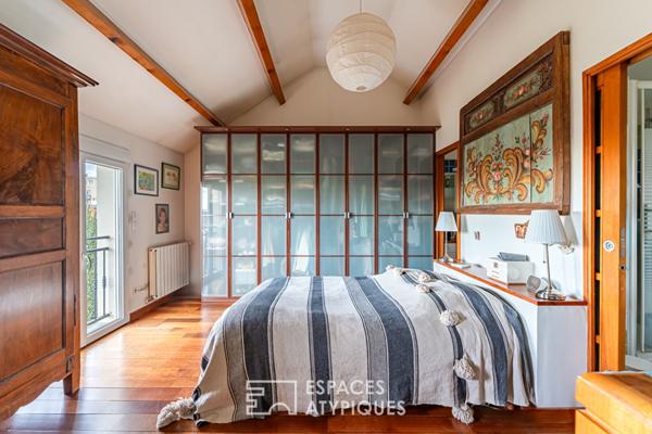 Meulière et son extension avec jardin bucolique