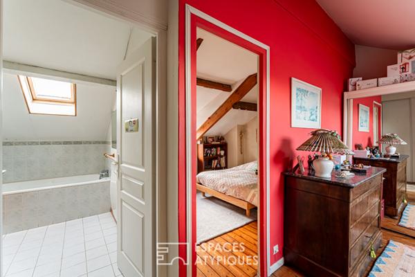 Meulière et son extension avec jardin bucolique