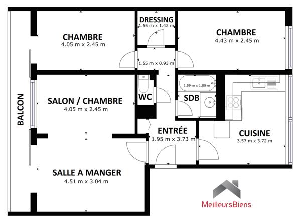 4 pièces 68 m²