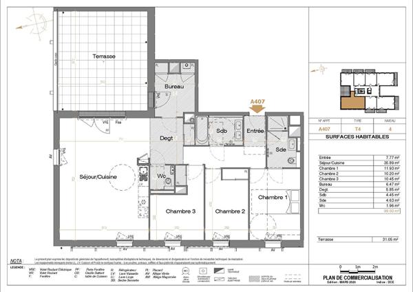 Appartement Les Sorinieres 4 pièce(s) 90.26 m2  TERRASSE EXPO S/E