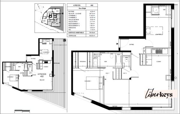 LUMINEUX T3/T4 de 80m² avec terrasse 50m² - résidence de 2017
